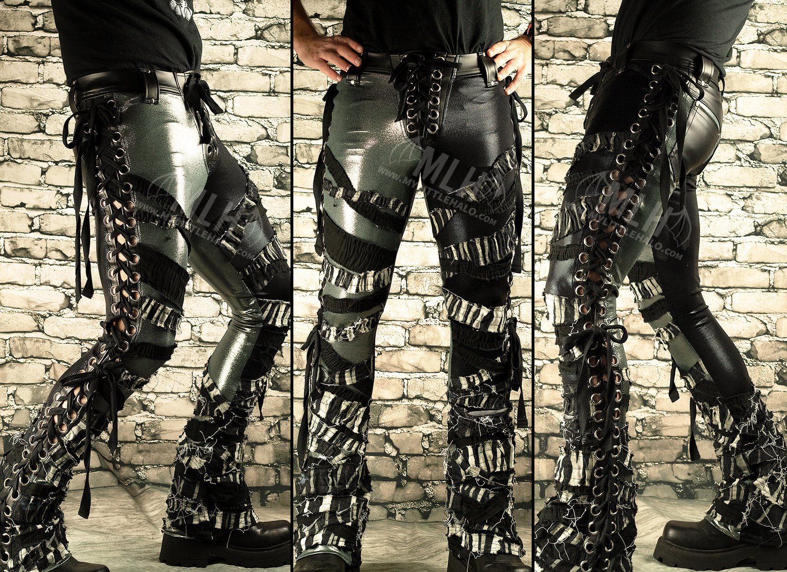 Leather pants lace up sides fashion